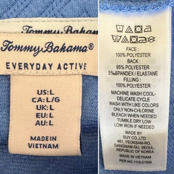Tommy Bahama everyday active blue quilted mock neck pullover sweatshirt L - Picture 11 of 12